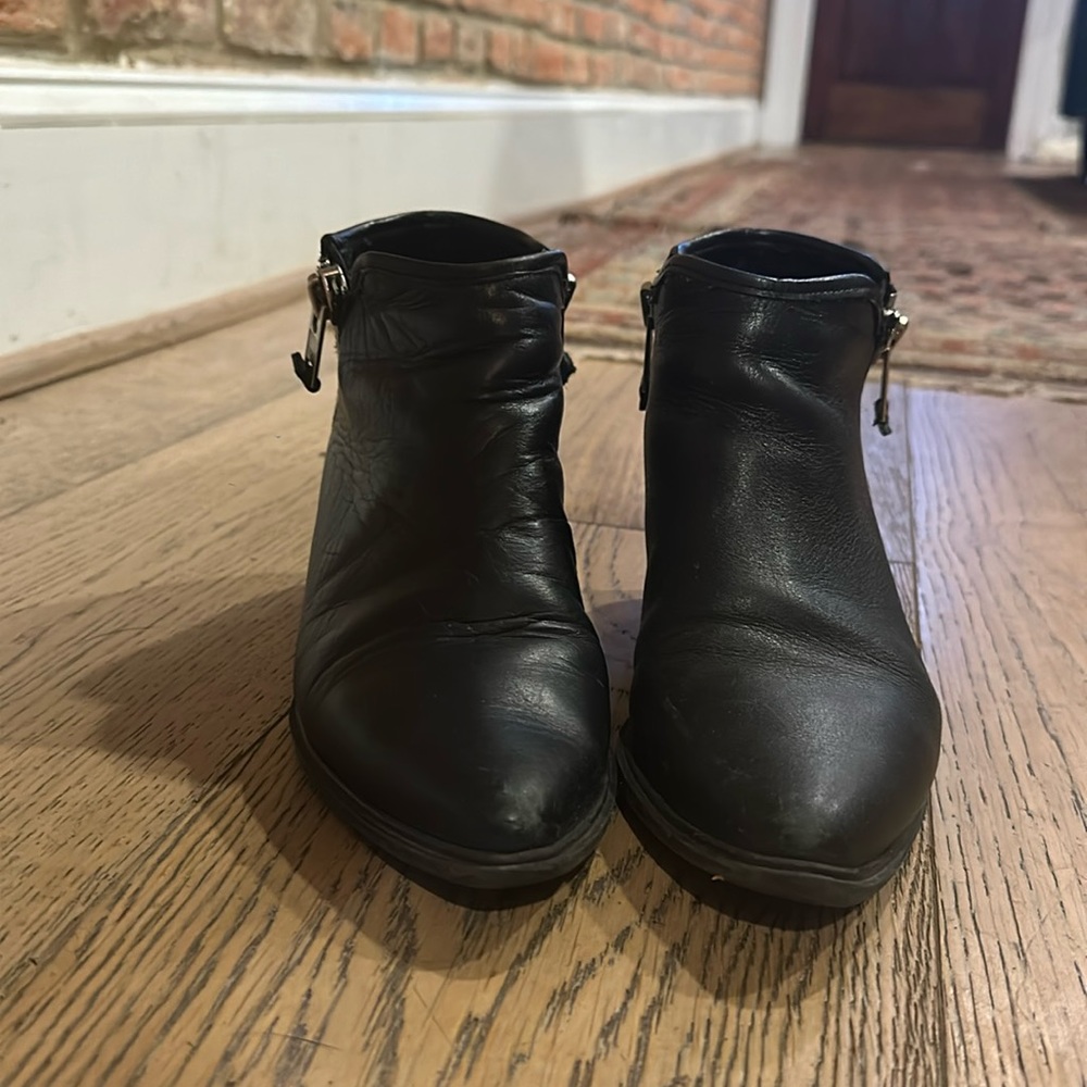 Steve Madden black pointed toe ankle boots, size 7
